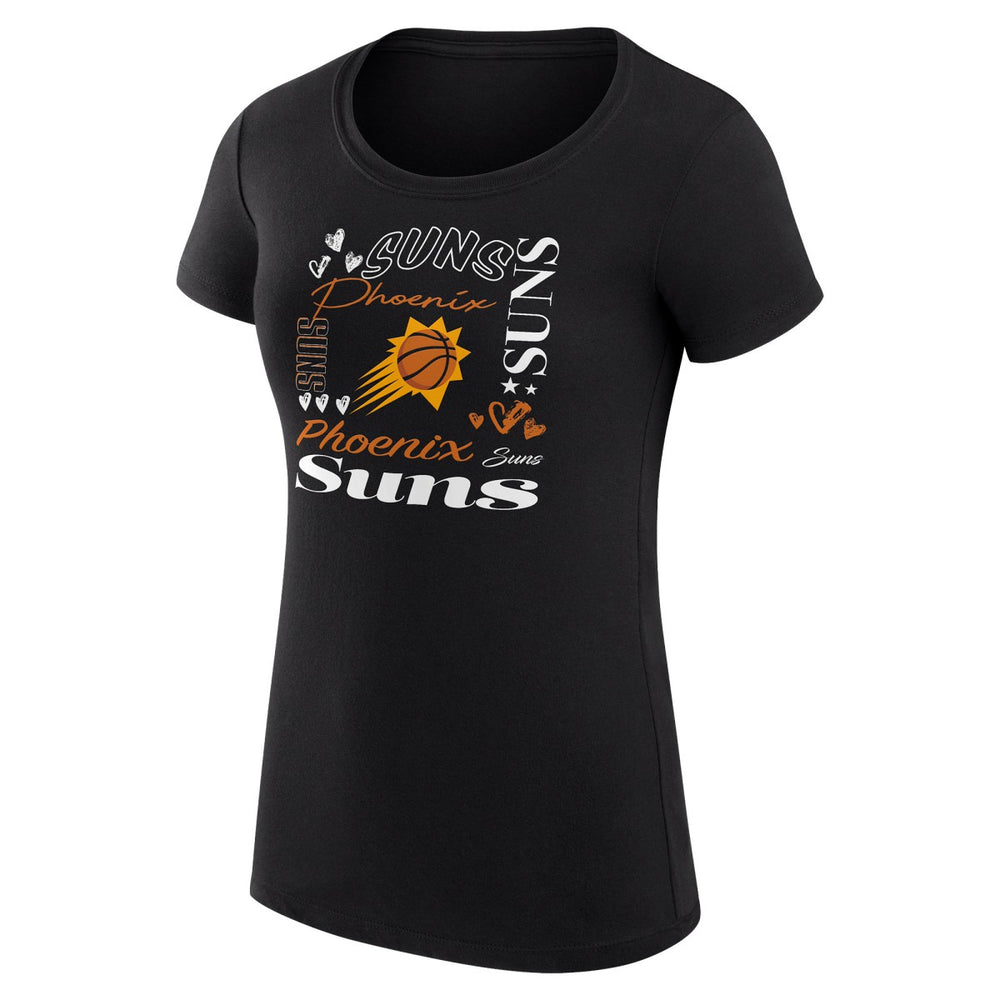 Phoenix Suns G-III 4Her by Carl Banks Women's Super-Slim Fit Lightweight Team Name Collage Graphic T-Shirt Black
