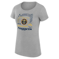 Denver Nuggets G-III 4Her by Carl Banks Women's Super-Slim Fit Lightweight Team Name Collage Graphic T-Shirt Heather Gray