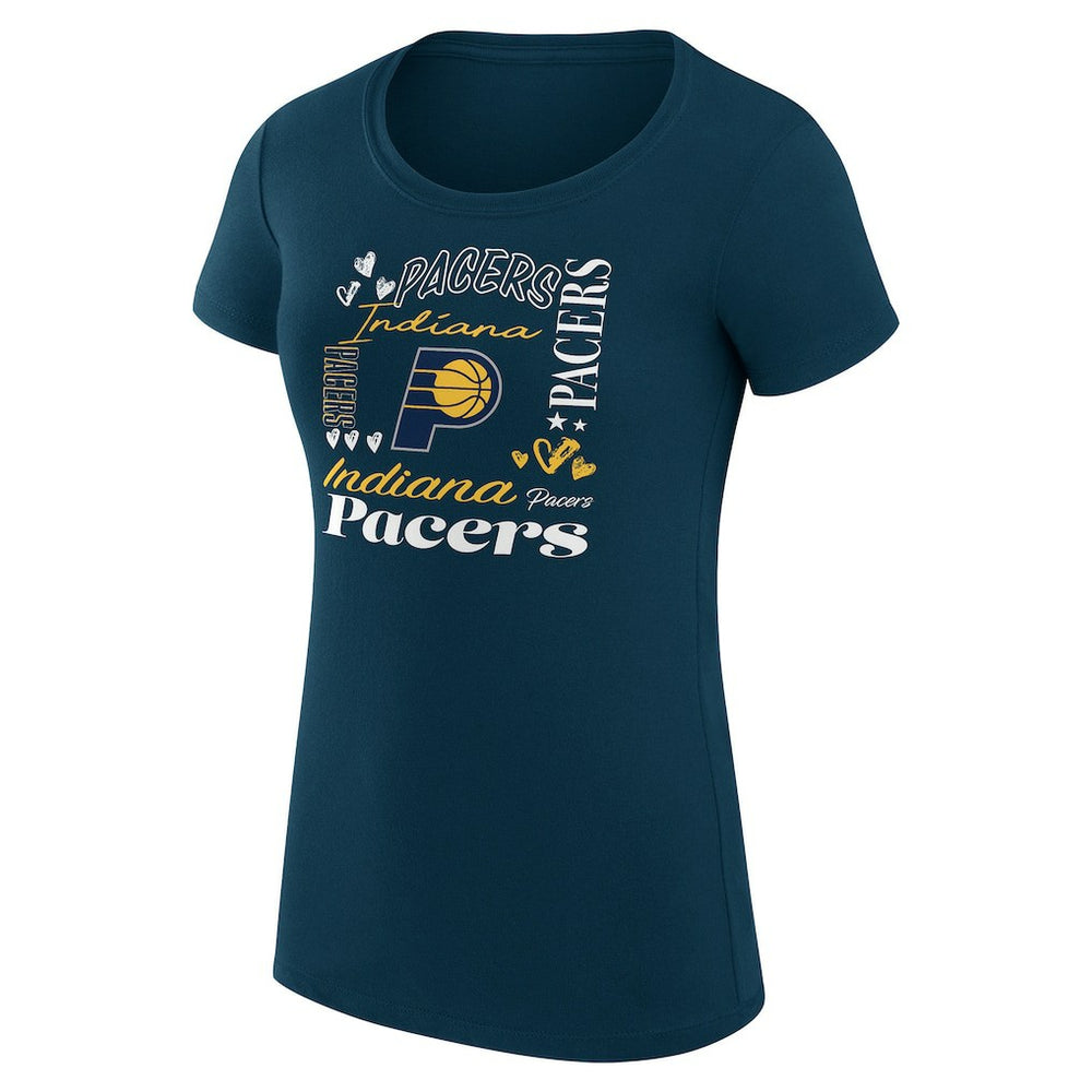 Indiana Pacers G-III 4Her by Carl Banks Women's Super-Slim Fit Lightweight Team Name Collage Graphic T-Shirt Navy