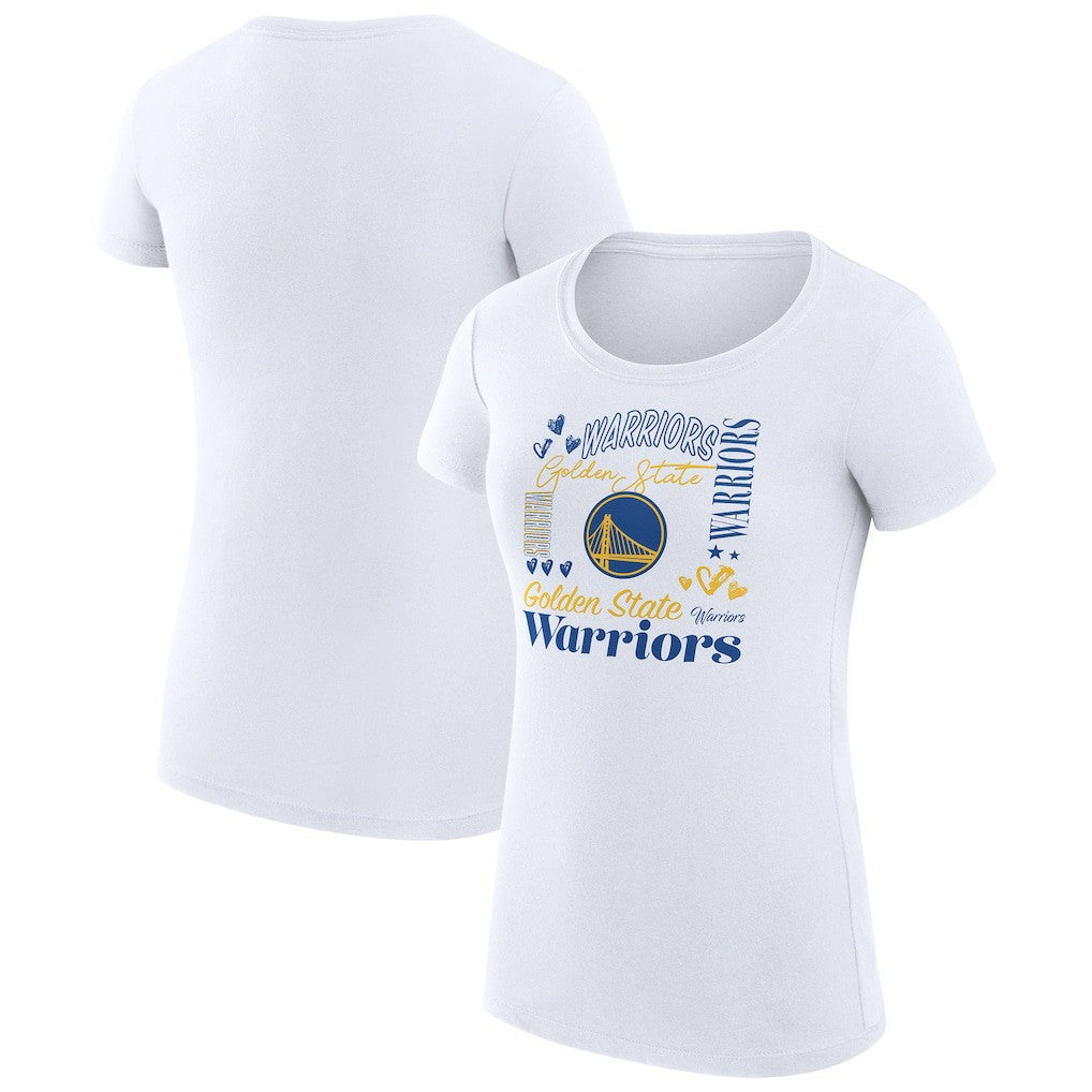 Golden State Warriors G-III 4Her by Carl Banks Women's Super-Slim Fit Lightweight Team Name Collage Graphic T-Shirt White