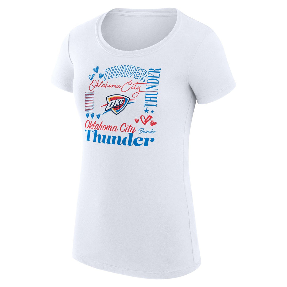 Oklahoma City Thunder G-III 4Her by Carl Banks Women's Super-Slim Fit Lightweight Team Name Collage Graphic T-Shirt White