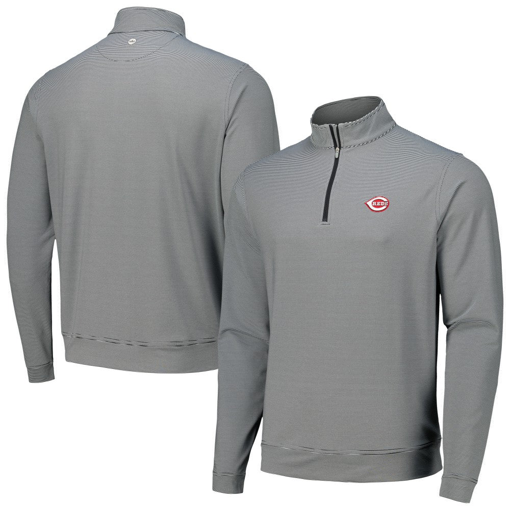 Cincinnati Reds Peter Millar Perth Sugar Stripe Performance Quarter-Zip Top Sale