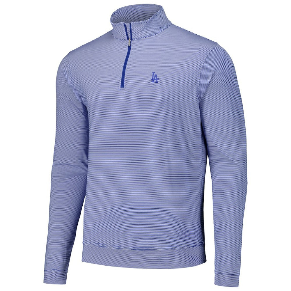Los Angeles Dodgers Peter Millar Perth Sugar Stripe Performance Quarter-Zip Top for sale