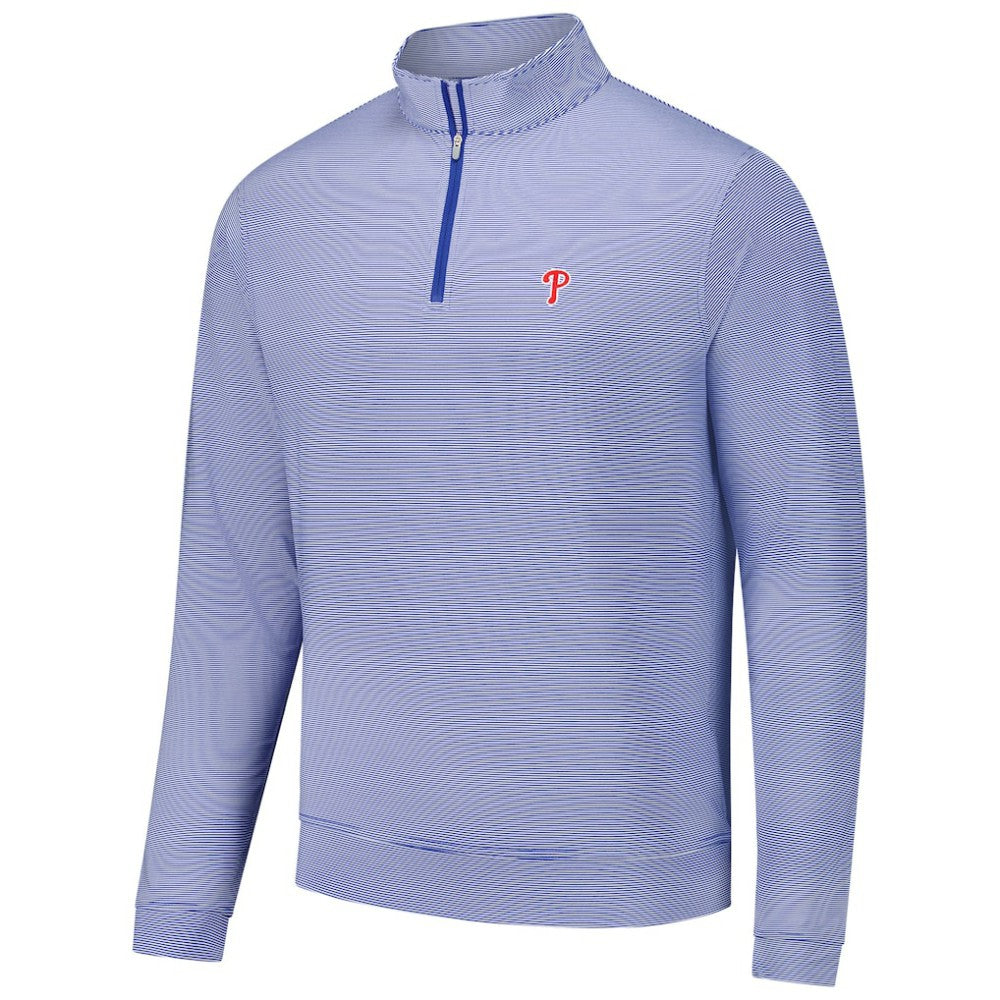 Philadelphia Phillies Peter Millar Perth Sugar Stripe Performance Quarter-Zip Top Discount