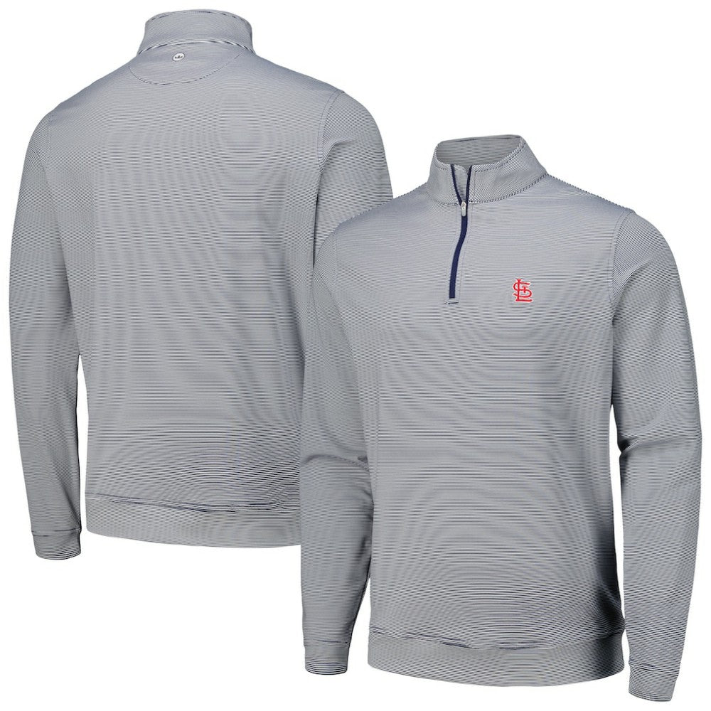 St. Louis Cardinals Peter Millar Perth Sugar Stripe Performance Quarter-Zip Top Outlet
