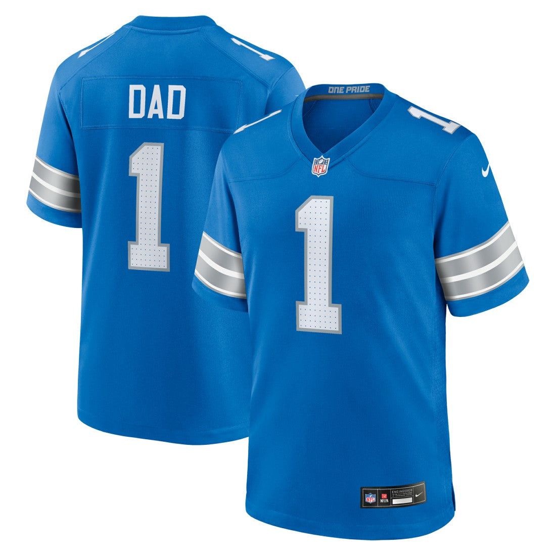 Number 1 Dad Detroit Lions Game Jersey - Blue - Nike