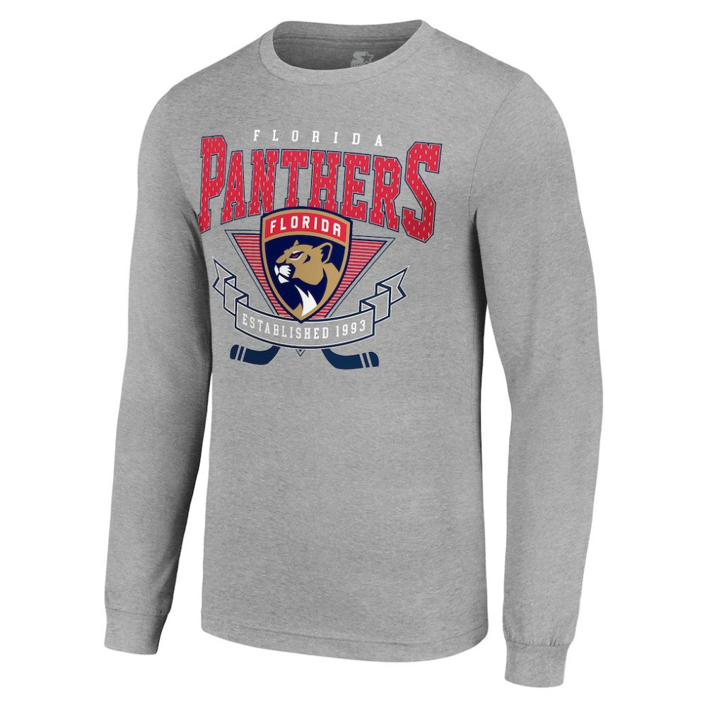 Florida Panthers Starter '80s Inspired Team Logo Long Sleeve T-Shirt - Heather Gray | NHL near me
