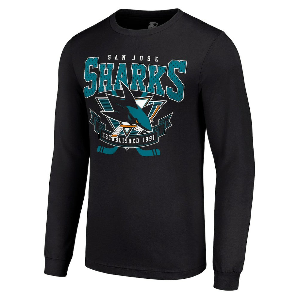 San Jose Sharks Starter Team Logo Graphic Long Sleeve T-Shirt - Black | NHL on sale