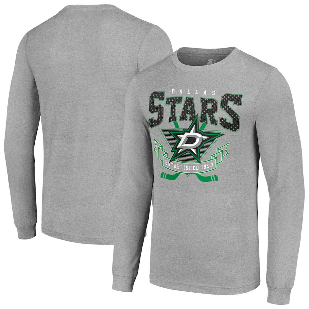 Dallas Stars Starter '80s Inspired Team Logo Long Sleeve T-Shirt - Heather Gray | NHL on sale