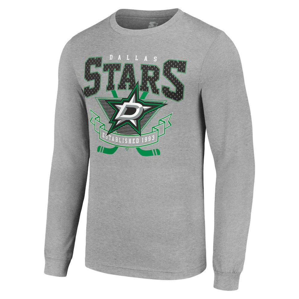 Dallas Stars Starter '80s Inspired Team Logo Long Sleeve T-Shirt - Heather Gray | NHL on sale