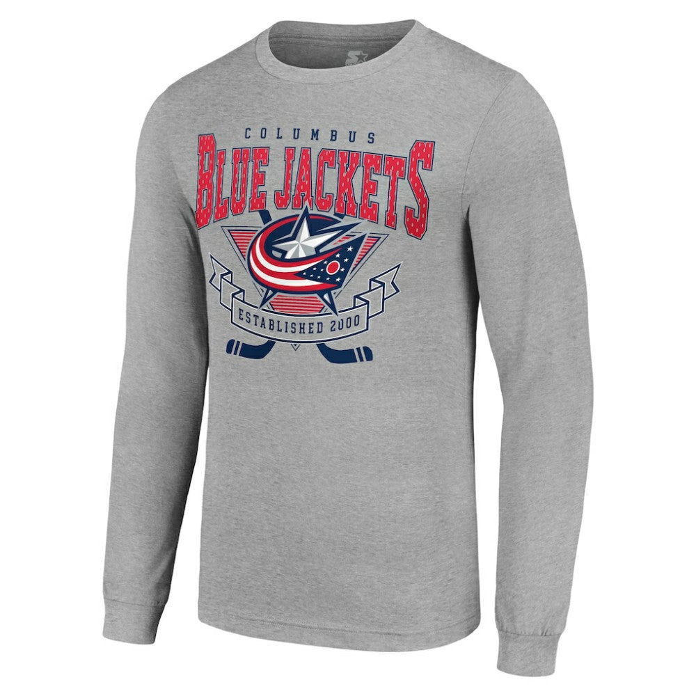 Columbus Blue Jackets Starter '80s Inspired Team Logo Long Sleeve T-Shirt - Heather Gray | NHL sale