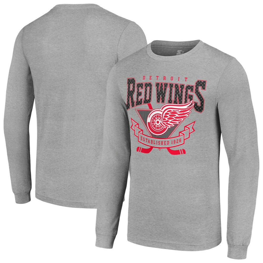 Detroit Red Wings Starter '80s Inspired Team Logo Long Sleeve T-Shirt - Heather Gray | NHL discount