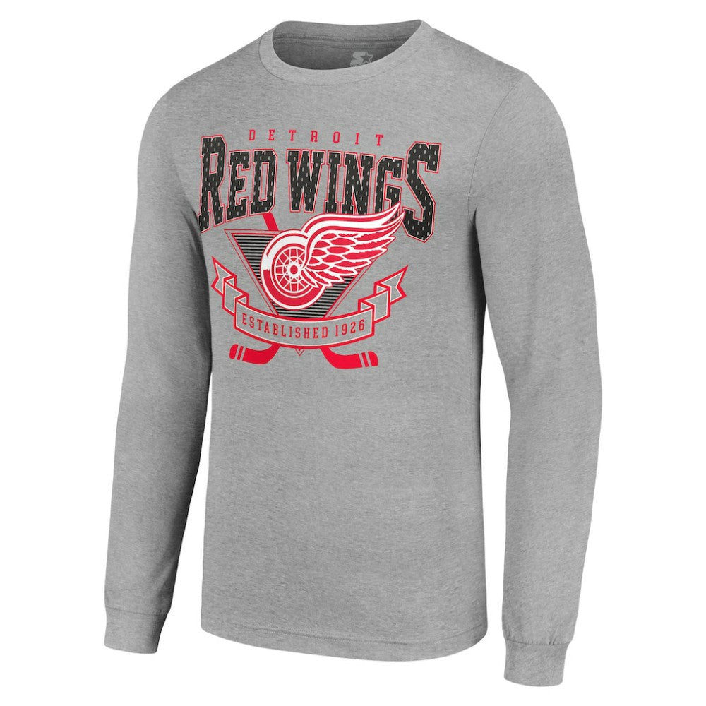 Detroit Red Wings Starter '80s Inspired Team Logo Long Sleeve T-Shirt - Heather Gray | NHL discount