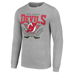 New Jersey Devils Starter '80s Inspired Team Logo Long Sleeve T-Shirt - Heather Gray | NHL online