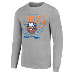 New York Islanders Starter '80s Inspired Team Logo Long Sleeve T-Shirt - Heather Gray | NHL near me