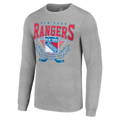 New York Rangers Starter '80s Inspired Team Logo Long Sleeve T-Shirt - Heather Gray | NHL online