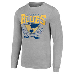 St. Louis Blues Starter '80s Inspired Team Logo Long Sleeve T-Shirt - Heather Gray | NHL sale