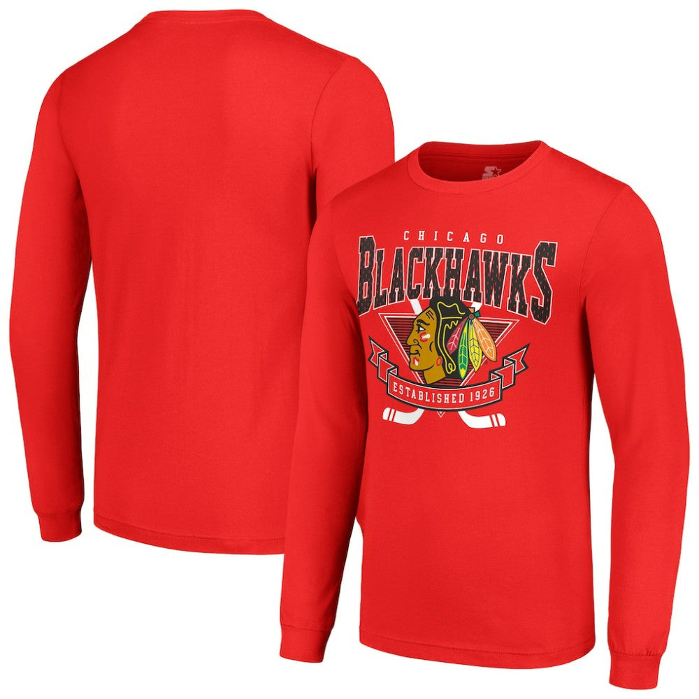 Chicago Blackhawks Starter Team Logo Graphic Long Sleeve T-Shirt - Red | NHL Clearance