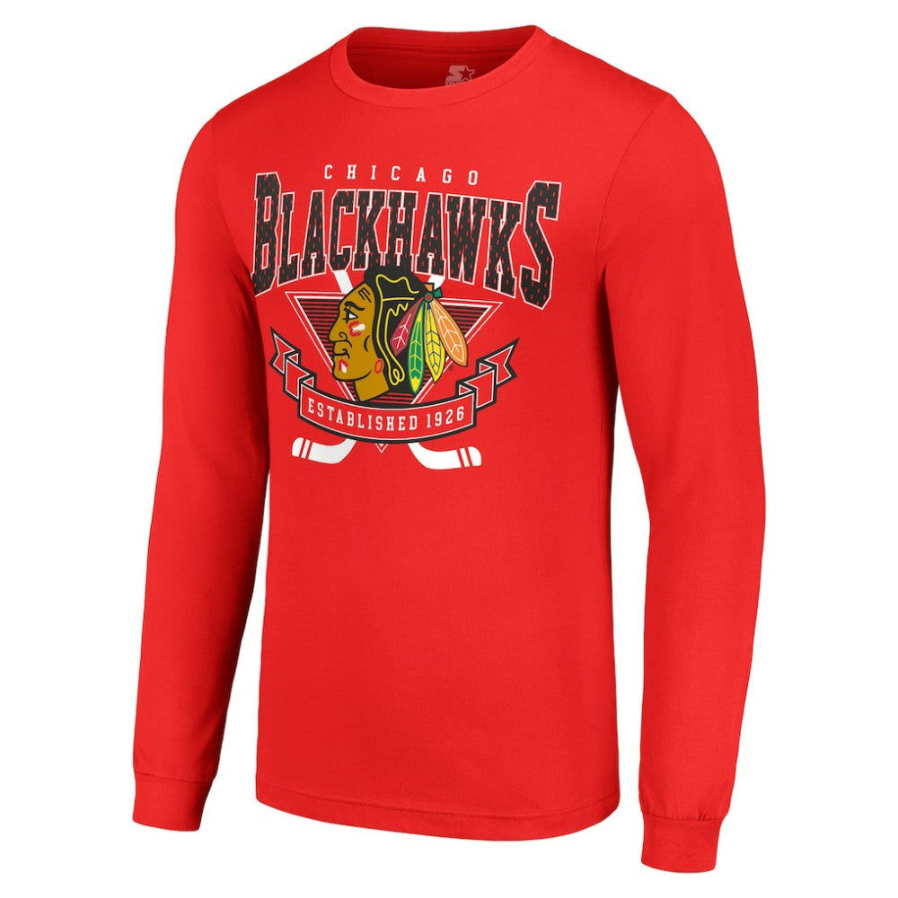 Chicago Blackhawks Starter Team Logo Graphic Long Sleeve T-Shirt - Red | NHL Clearance