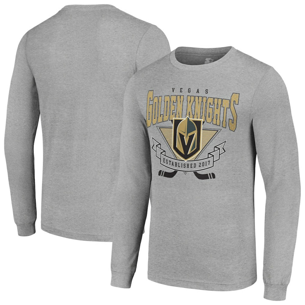 Vegas Golden Knights Starter '80s Inspired Team Logo Long Sleeve T-Shirt - Heather Gray | NHL Clearance