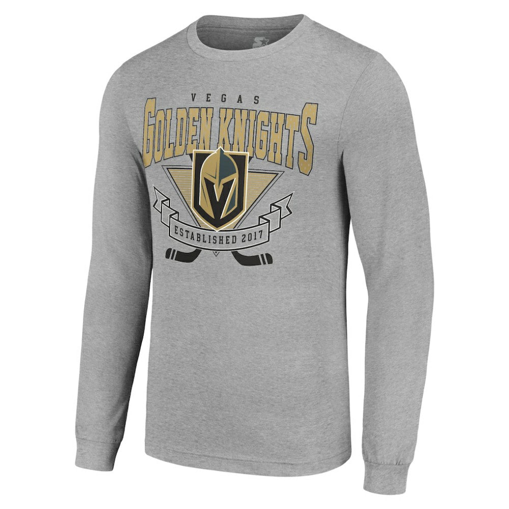 Vegas Golden Knights Starter '80s Inspired Team Logo Long Sleeve T-Shirt - Heather Gray | NHL Clearance