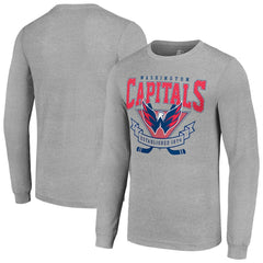 Washington Capitals Starter '80s Inspired Team Logo Long Sleeve T-Shirt - Heather Gray | NHL near me