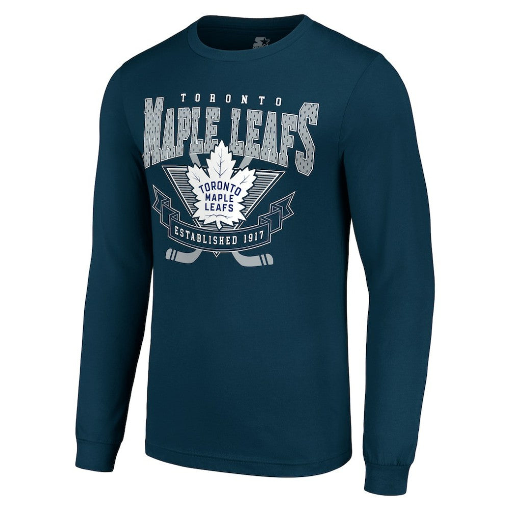 Toronto Maple Leafs Starter Team Logo Graphic Long Sleeve T-Shirt - Navy | NHL Lifestyle