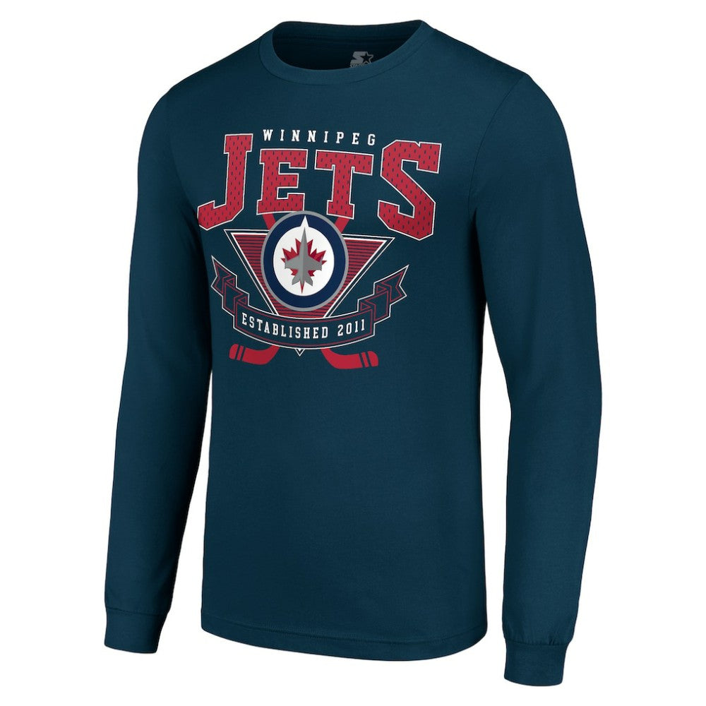 Winnipeg Jets Starter Team Logo Graphic Long Sleeve T-Shirt - Navy | NHL Clearance