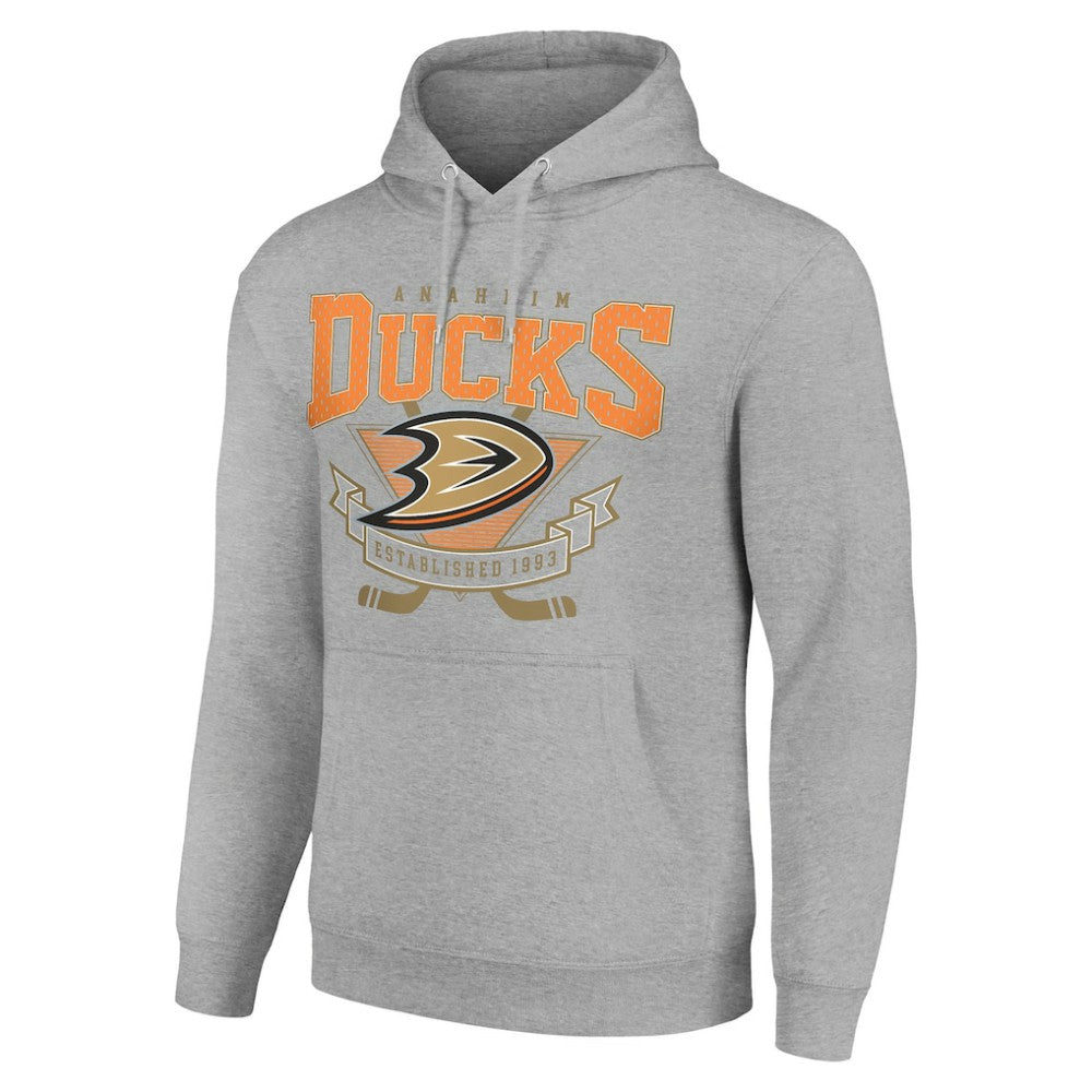 Anaheim Ducks Starter Team Logo Graphic Fleece Tri-Blend Pullover Hoodie - Heather Gray | NHL near me
