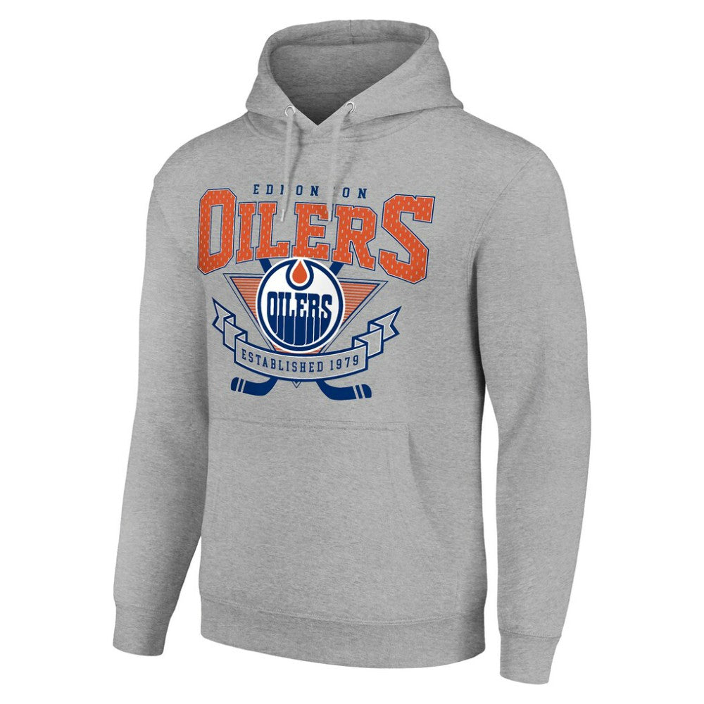 Edmonton Oilers Starter Team Logo Graphic Fleece Tri-Blend Pullover Hoodie - Heather Gray | NHL online