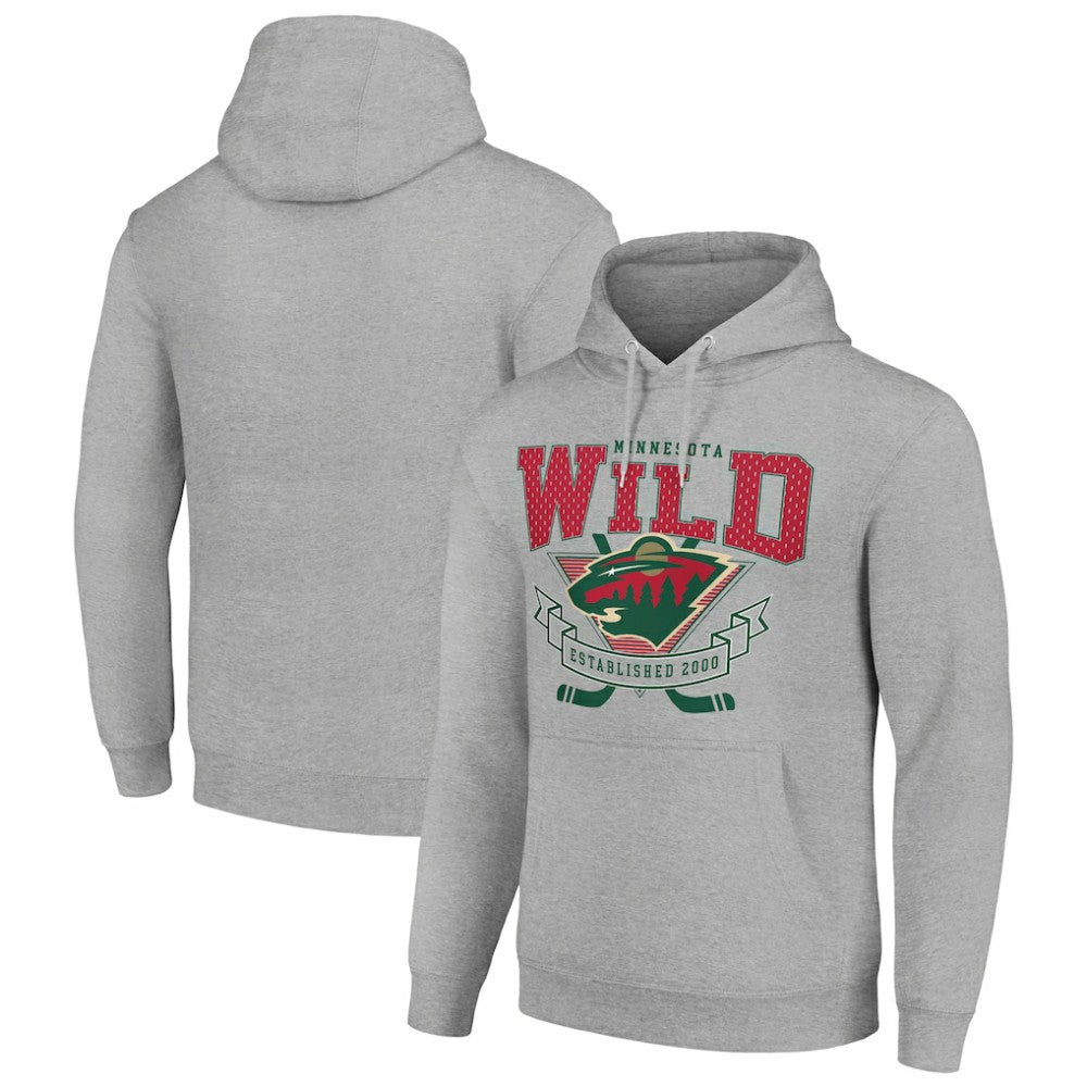 Minnesota Wild Starter Team Logo Graphic Fleece Tri-Blend Pullover Hoodie - Heather Gray | NHL online