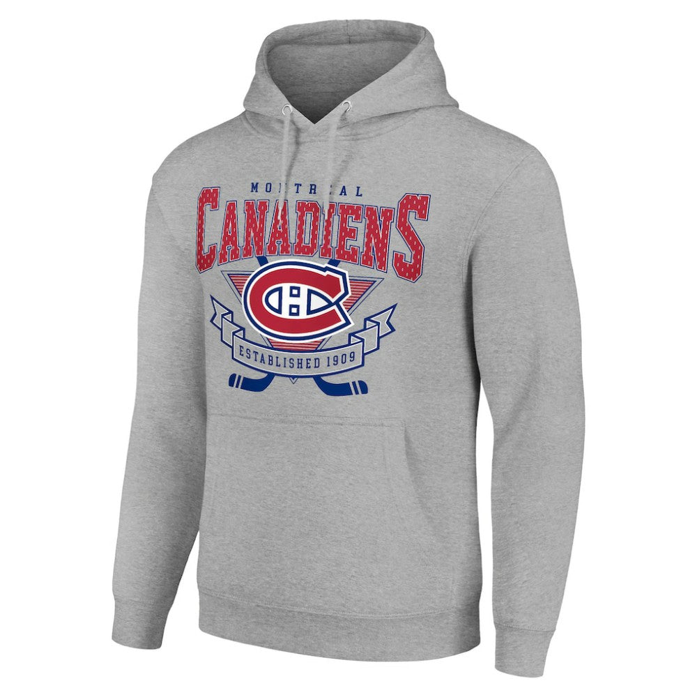 Montreal Canadiens Starter Team Logo Graphic Fleece Tri-Blend Pullover Hoodie - Heather Gray | NHL on sale