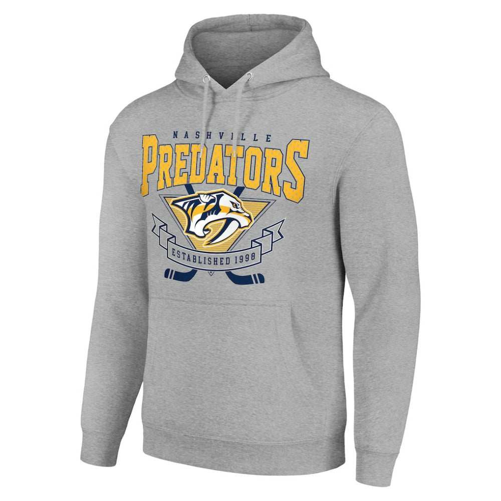 Nashville Predators Starter Team Logo Graphic Fleece Tri-Blend Pullover Hoodie - Heather Gray | NHL Lifestyle