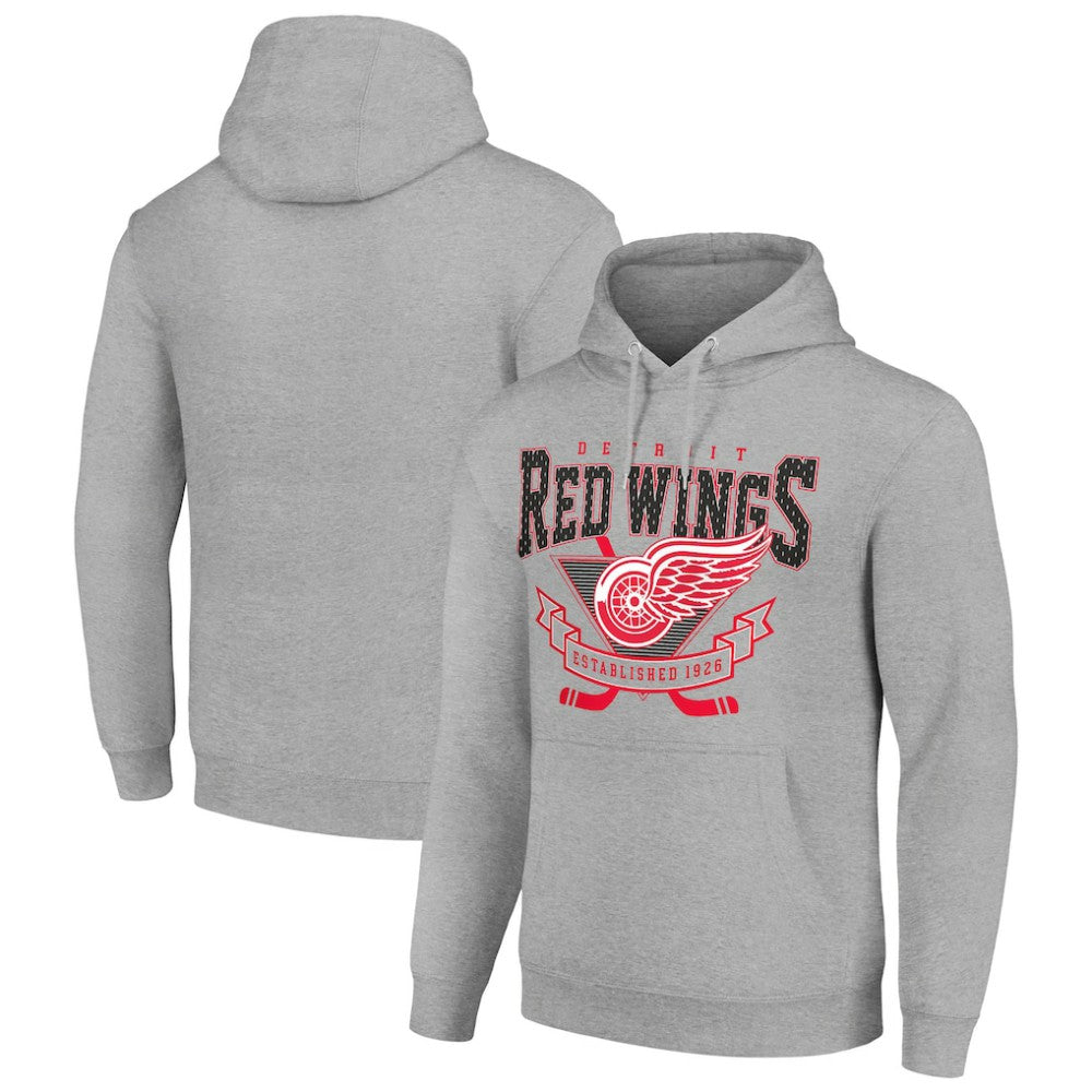 Detroit Red Wings Starter Team Logo Graphic Fleece Tri-Blend Pullover Hoodie - Heather Gray | NHL near me