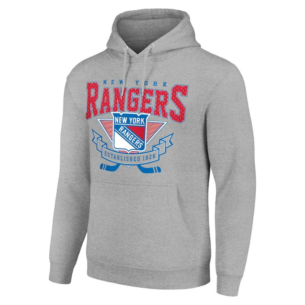 New York Rangers Starter Team Logo Graphic Fleece Tri-Blend Pullover Hoodie - Heather Gray | NHL discount