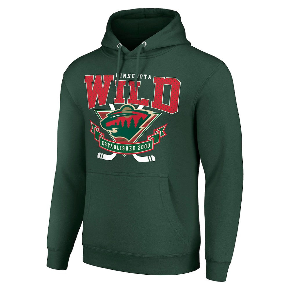 Minnesota Wild Starter Team Logo Graphic Fleece Tri-Blend Pullover Hoodie - Olive | NHL Lifestyle
