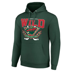 Minnesota Wild Starter Team Logo Graphic Fleece Tri-Blend Pullover Hoodie - Olive | NHL Lifestyle