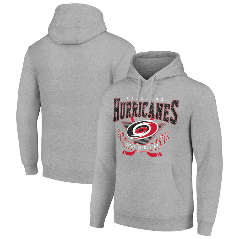 Carolina Hurricanes Starter Team Logo Graphic Fleece Tri-Blend Pullover Hoodie - Heather Gray | NHL on sale