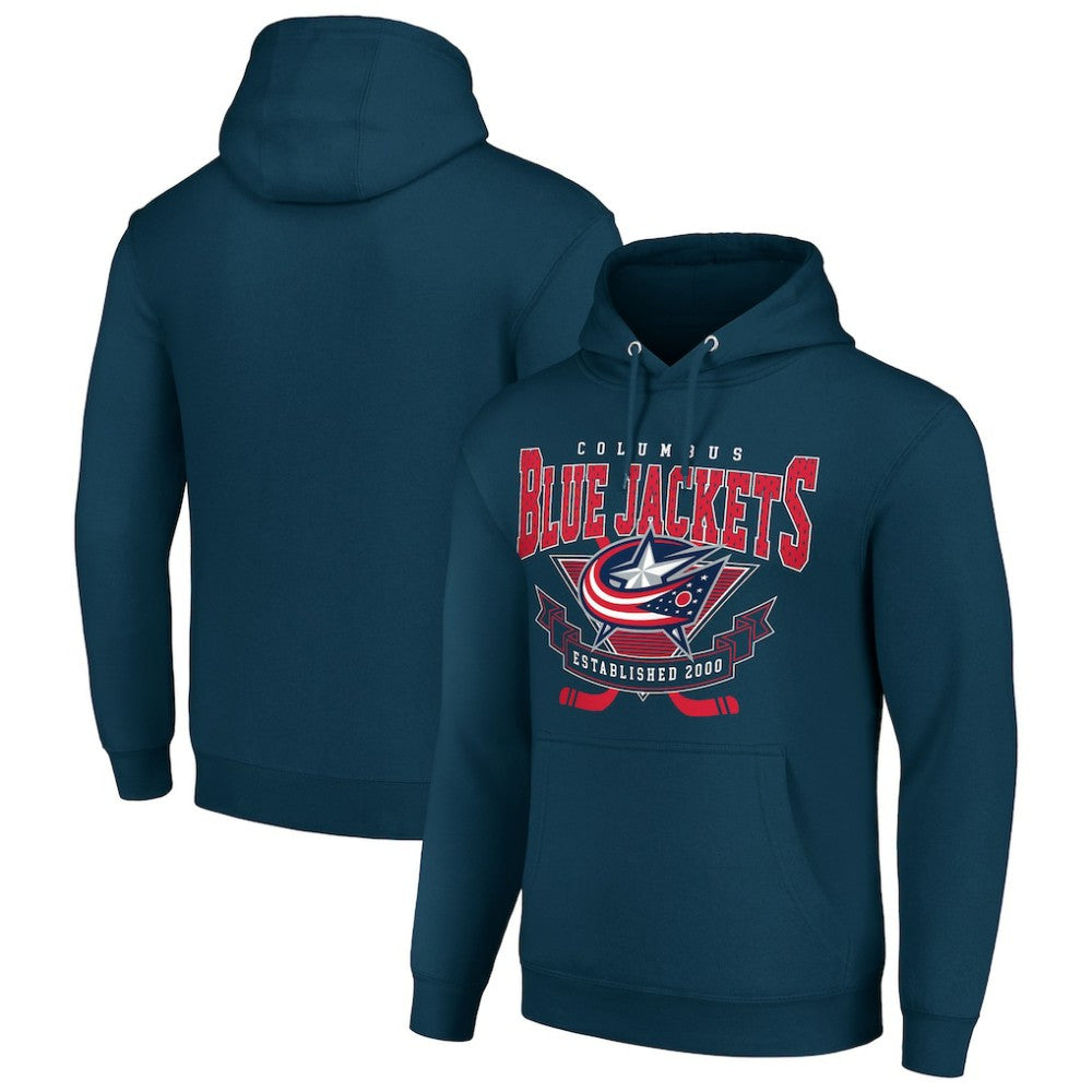Columbus Blue Jackets Starter Team Logo Graphic Fleece Tri-Blend Pullover Hoodie - Navy | NHL online