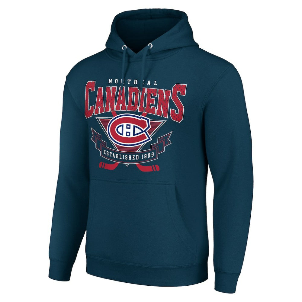 Montreal Canadiens Starter Team Logo Graphic Fleece Tri-Blend Pullover Hoodie - Navy | NHL on sale