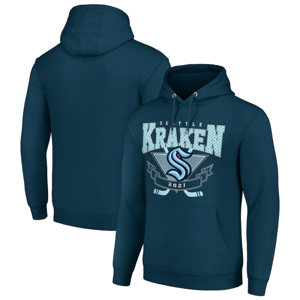 Seattle Kraken Starter Team Logo Graphic Fleece Tri-Blend Pullover Hoodie - Deep Sea Blue | NHL near me