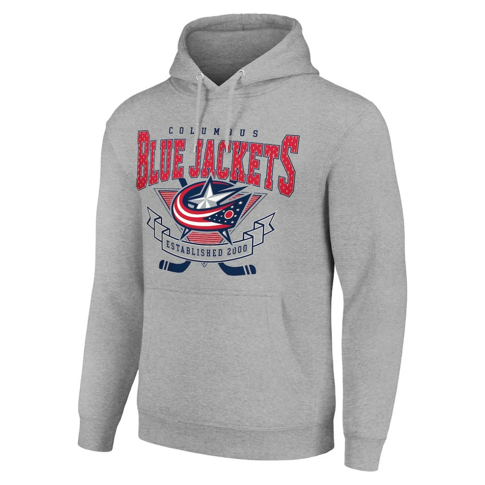 Columbus Blue Jackets Starter Team Logo Graphic Fleece Tri-Blend Pullover Hoodie - Heather Gray | NHL near me
