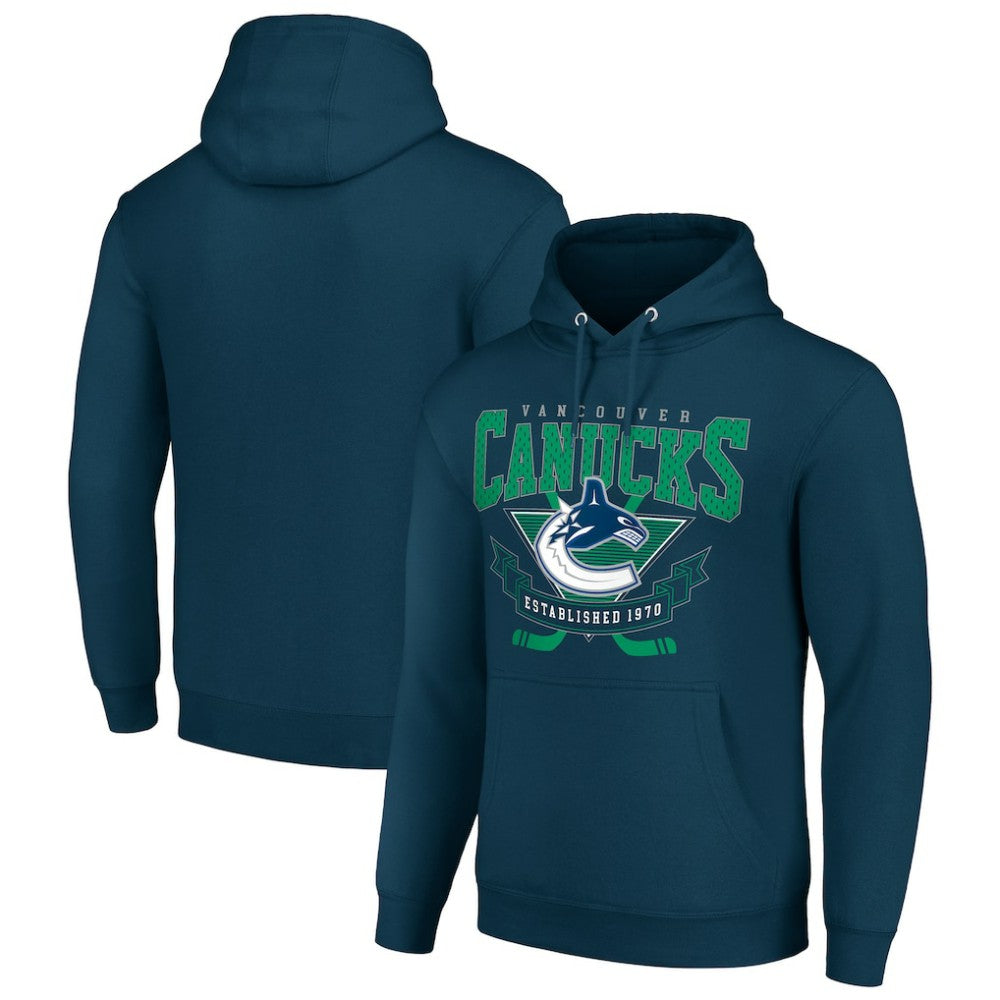 Vancouver Canucks Starter Team Logo Graphic Fleece Tri-Blend Pullover Hoodie - Navy | NHL Lifestyle