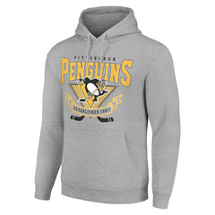 Pittsburgh Penguins Starter Team Logo Graphic Fleece Tri-Blend Pullover Hoodie - Heather Gray | NHL Lifestyle