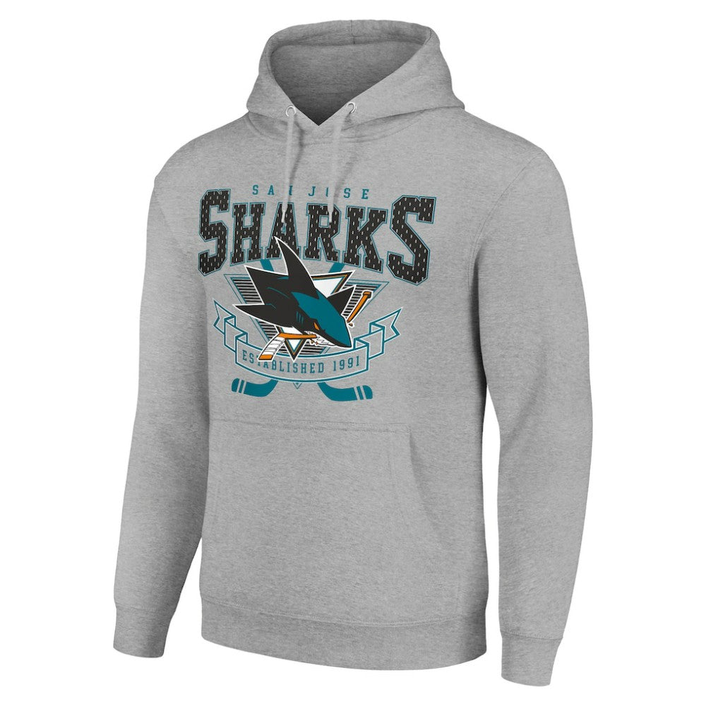 San Jose Sharks Starter Team Logo Graphic Fleece Tri-Blend Pullover Hoodie - Heather Gray | NHL Clearance