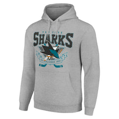 San Jose Sharks Starter Team Logo Graphic Fleece Tri-Blend Pullover Hoodie - Heather Gray | NHL Clearance