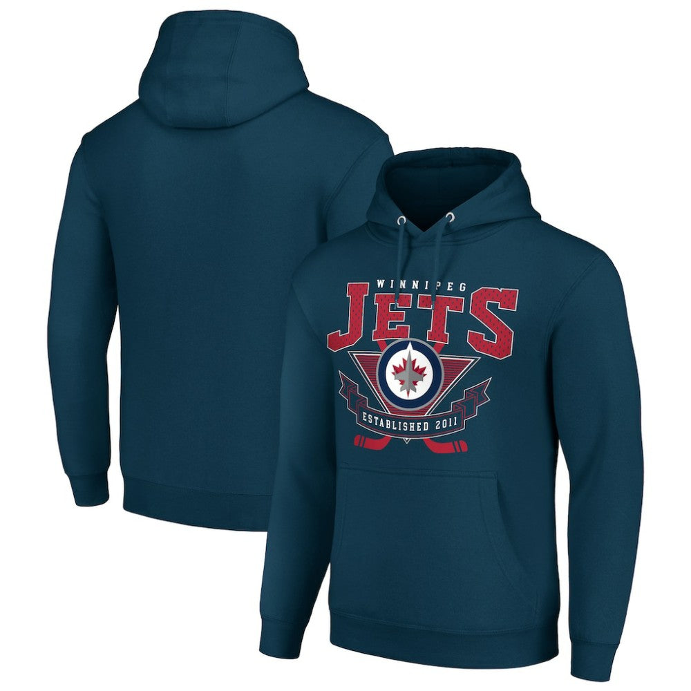 Winnipeg Jets Starter Team Logo Graphic Fleece Tri-Blend Pullover Hoodie - Navy | NHL discount