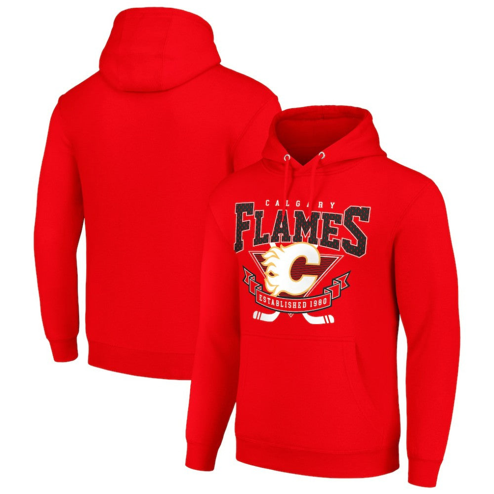 Calgary Flames Starter Team Logo Graphic Fleece Tri-Blend Pullover Hoodie - Red | NHL sale