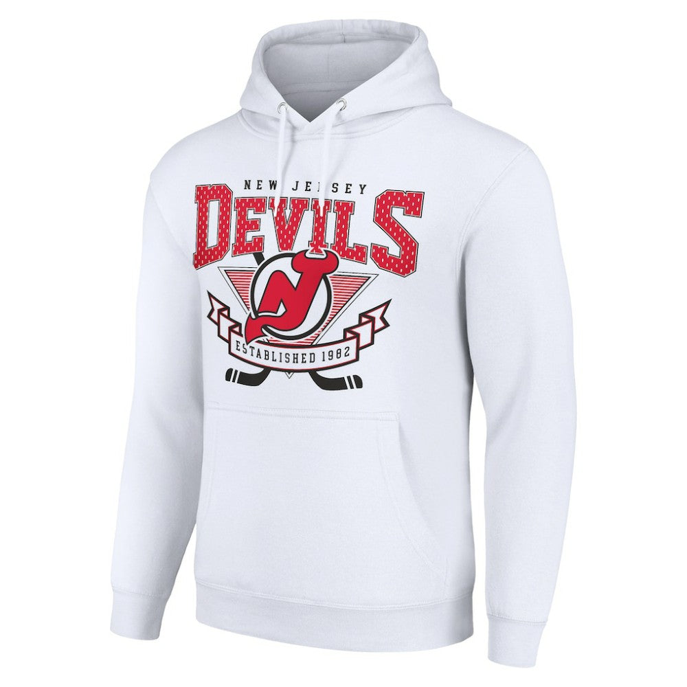 New Jersey Devils Starter Team Logo Graphic Fleece Tri-Blend Pullover Hoodie - White | NHL Lifestyle