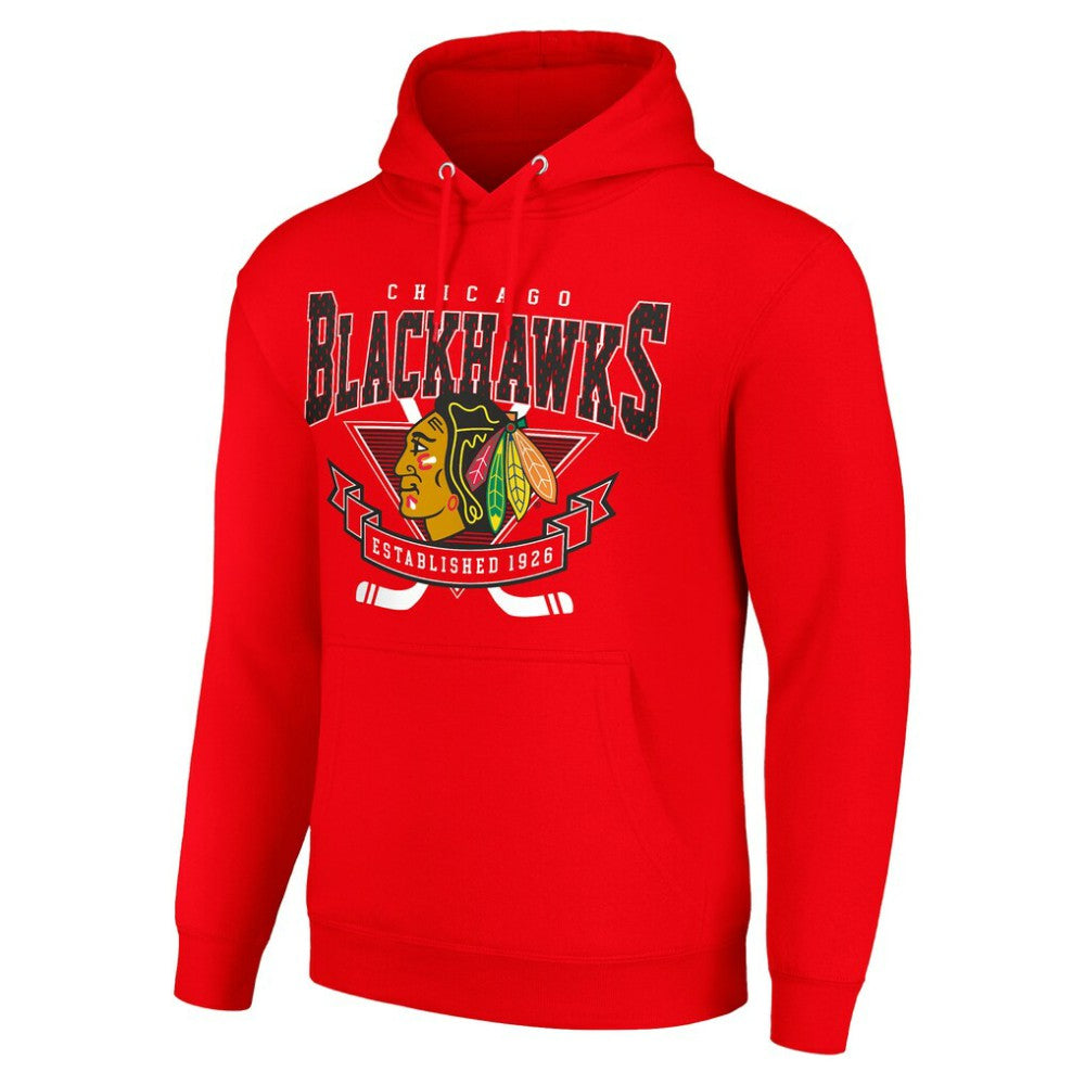 Chicago Blackhawks Starter Team Logo Graphic Fleece Tri-Blend Pullover Hoodie - Red | NHL on sale